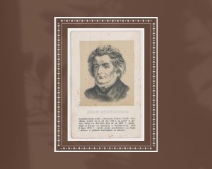 Atvirukas. Iš istorinės Lietuvos Didžiosios Kunigaikštystės kilęs, lenkų kalba rašęs poetas, dramaturgas, eseistas, publicistas, vertėjas, politinis aktyvistas Adomas Mickevičius (Adam Mickiewicz). Trakų istorijos muziejus. Naudojimo teisės: CC BY. Iliustracija iš Europeanos