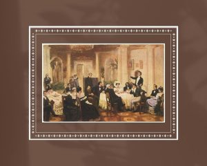 Мясоедов. Мицкевич в салон Волконской. Miassoiédow. Mitzkevitch im Salon Vokonsky. Mitzkévitch dans le salon de Volkonsky. [19--]. Vilniaus apskrities A. Mickevičiaus viešoji biblioteka. Naudojimo teisės: PD. Iliustracija iš Europeanos
