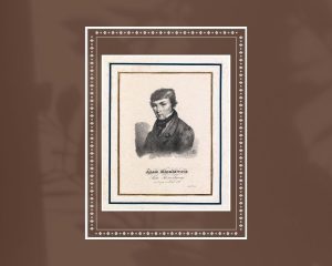RL. Zakład Litograficzny Teodora Viviera. Adam Mickiewicz. Poeta Romantyczny urodzony w Litwie 1798. 1842 m. Biblioteka Narodowa. Naudojimo teisės: PD. Iliustracija iš Polona